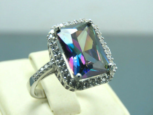 Turkish Handmade Jewelry 925 Sterling Silver Rainbow Stone Womens Ring