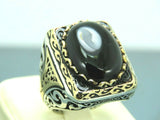 Turkish Handmade Jewelry 925 Sterling Silver Onyx Stone Mens Rings