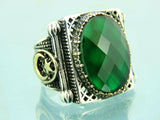 Turkish Handmade Jewelry 925 Sterling Silver Emerald Stone Mens Rings