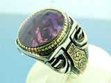 Turkish Handmade Jewelry 925 Sterling Silver Amethyst Stone Mens Rings