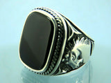 Turkish Handmade Jewelry 925 Sterling Silver Onyx Stone Mens Rings