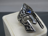 Turkish Handmade Jewelry 925 Sterling Silver Sapphire Stone Mens Rings