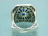 Turkish Handmade Jewelry 925 Sterling Silver Sapphire Stone Mens Rings