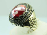 Turkish Handmade Jewelry 925 Sterling Silver Ruby Stone Mens Rings