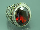 Turkish Handmade Jewelry 925 Sterling Silver Ruby Stone Mens Rings