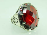 Turkish Handmade Jewelry 925 Sterling Silver Ruby Stone Mens Rings