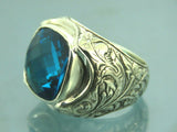 Turkish Handmade Jewelry 925 Sterling Silver Aquamarine Stone Mens Rings