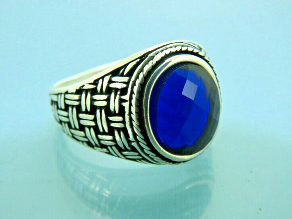 Turkish Handmade Jewelry 925 Sterling Silver Sapphire Stone Mens Rings