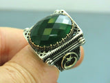 Turkish Handmade Jewelry 925 Sterling Silver Emerald Stone Mens Rings