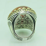 Turkish Handmade Jewelry 925 Sterling Silver Amber Stone Mens Rings