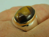 Turkish Handmade Jewelry 925 Sterling Silver Tiger's Eye Stone Mens Rings