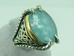 Turkish Handmade Jewelry 925 Sterling Silver Aquamarine Stone Mens Rings