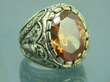 Turkish Handmade Jewelry 925 Sterling Silver Quartz Stone Mens Rings