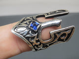 Turkish Handmade Jewelry 925 Sterling Silver Sapphire Stone Mens Rings