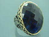 Turkish Handmade Jewlry 925 Sterling Silver Sapphire Stone Mens Rings