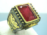 Turkish Handmade Jewelry 925 Sterling Silver Ruby Stone Mens Rings
