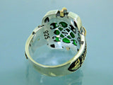 Turkish Handmade Jewelry 925 Sterling Silver Emerald Stone Mens Rings