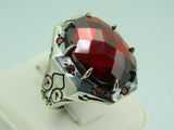 Turkish Handmade Jewelry 925 Sterling Silver Ruby Stone Mens Rings