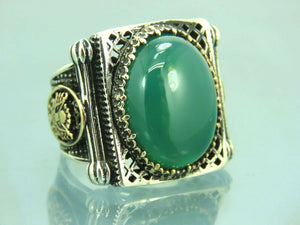 Turkish Handmade Jewelry 925 Sterling Silver Agate Stone Imperial Mens Rings