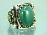 Turkish Handmade Jewelry 925 Sterling Silver Agate Stone Imperial Mens Rings