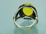 Turkish Handmade Jewelry 925 Sterling Silver Engraved Agate Stone Mens Rings
