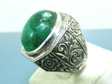 Turkish Handmade Jewelry 925 Sterling Silver Quartz Stone Engraved Mens Rings