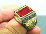 Turkish Handmade Jewelry 925 Sterling Silver Ruby Stone Mens Rings