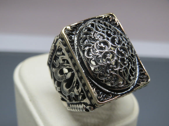 Turkish Handmade Jewelry 925 Sterling Silver Ottoman Design Men's Rings
