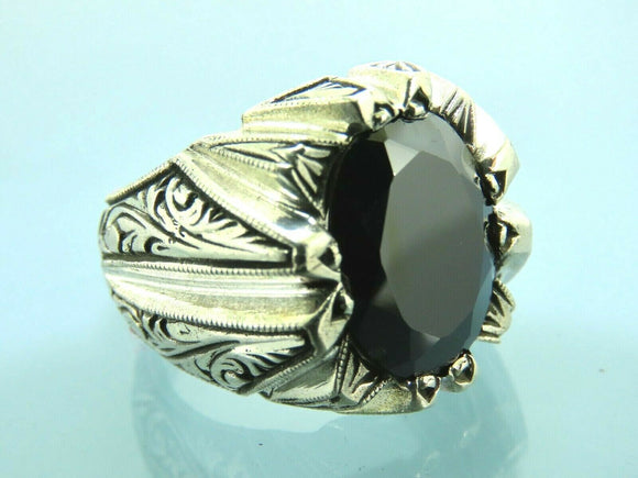 Turkish Handmade Jewelry 925 Sterling Silver Onyx Stone Mens Rings