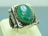 Turkish Handmade Jewelry 925 Sterling Silver Agate Stone Imperial Mens Rings