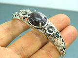 Turkish Handmade Jewelry 925 Sterling Silver Amethyst Stone Womens Bangle