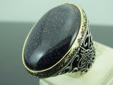 Turkish Handmade Jewelry 925 Sterling Silver Aventurine Stone Mens Rings