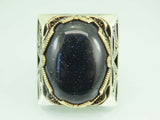 Turkish Handmade Jewelry 925 Sterling Silver Aventurine Stone Mens Rings