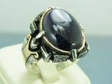 Turkish Handmade Jewelry 925 Sterling Silver Aventurine Stone Mens Rings