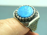 Turkish Handmade Jewelry 925 Sterling Silver Turquoise Stone Mens Rings