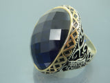 Turkish Handmade Jewlry 925 Sterling Silver Sapphire Stone Mens Rings
