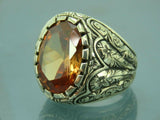 Turkish Handmade Jewelry 925 Sterling Silver Quartz Stone Mens Rings