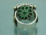 Turkish Handmade Jewelry 925 Sterling Silver Emerald Stone Mens Rings