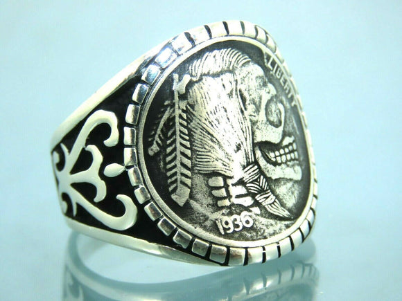 Turkish Hanmade 925 Sterling Silver Skul Design Mens Rings