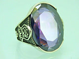 Turkish Handmade Jewelry 925 Sterling Silver Amethyst Stone Religious Mens Rings