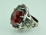 Turkish Handmade Jewelry 925 Sterling Silver Ruby Stone Mens Rings