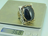 Turkish Handmade Jewelry 925 Sterling Silver Aventurine Stone Mens Rings