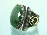 Turkish Handmade Jewelry 925 Sterling Silver Emerald Stone Mens Rings