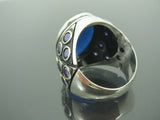 Turkish Handmade Jewelry 925 Sterling Silver Sapphire Stone Mens Rings