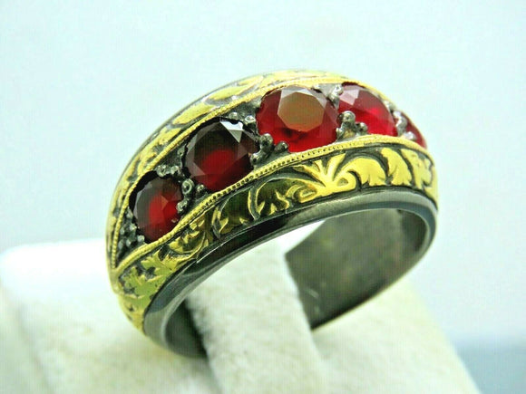 Turkish Handmade Jewelry 925 Sterling Silver Ruby Stone Mens Rings