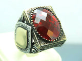 Turkish Handmade Jewelry 925 Sterling Silver Ruby Stone Mens Rings
