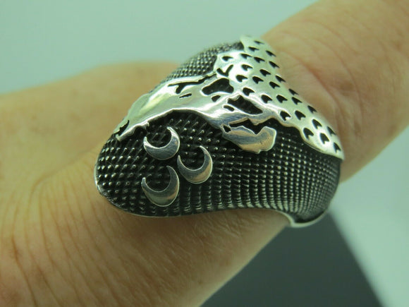 Turkish Handmade Jewelry 925 Sterling Silver Wolf Desing Mens Rings