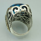 Turkish Handmade Jewelry 925 Sterling Silver Aquamarine Stone Mens Rings