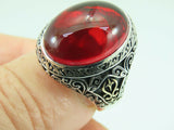 Turkish Handmade Jewelry 925 Sterling Silver Ruby Stone Mens Rings