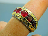 Turkish Handmade Jewelry 925 Sterling Silver Ruby Stone Mens Rings